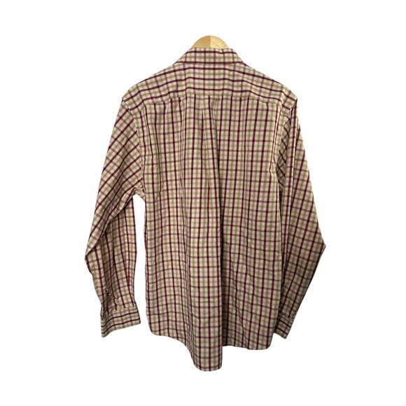 Eddie Bauer Red & Tan Relaxed Fit Wrinkle Resistant Button-Up Shirt Medium - Picture 6 of 6
